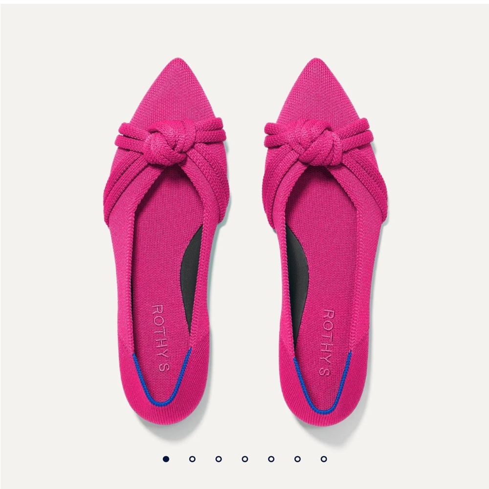 Rothy's Pink Flats with Pointed Toe and Bow Detail